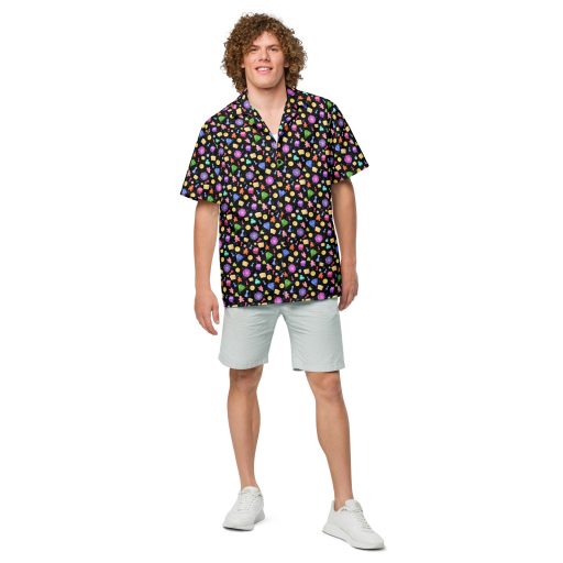 black button-up shirt with game night print by Adventurer's Table