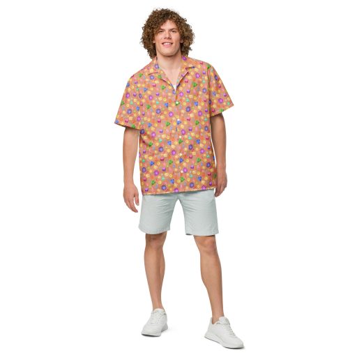 Orange Button-Up Shirt with Game Night Print by Adventurer's Table